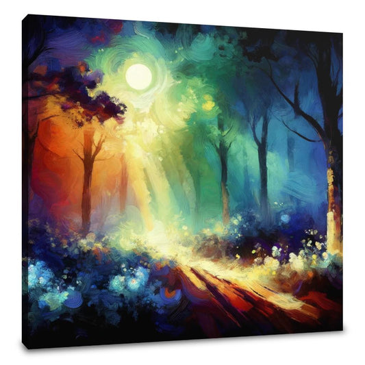 Enchanted Moonlit Forest Canvas - Main Image