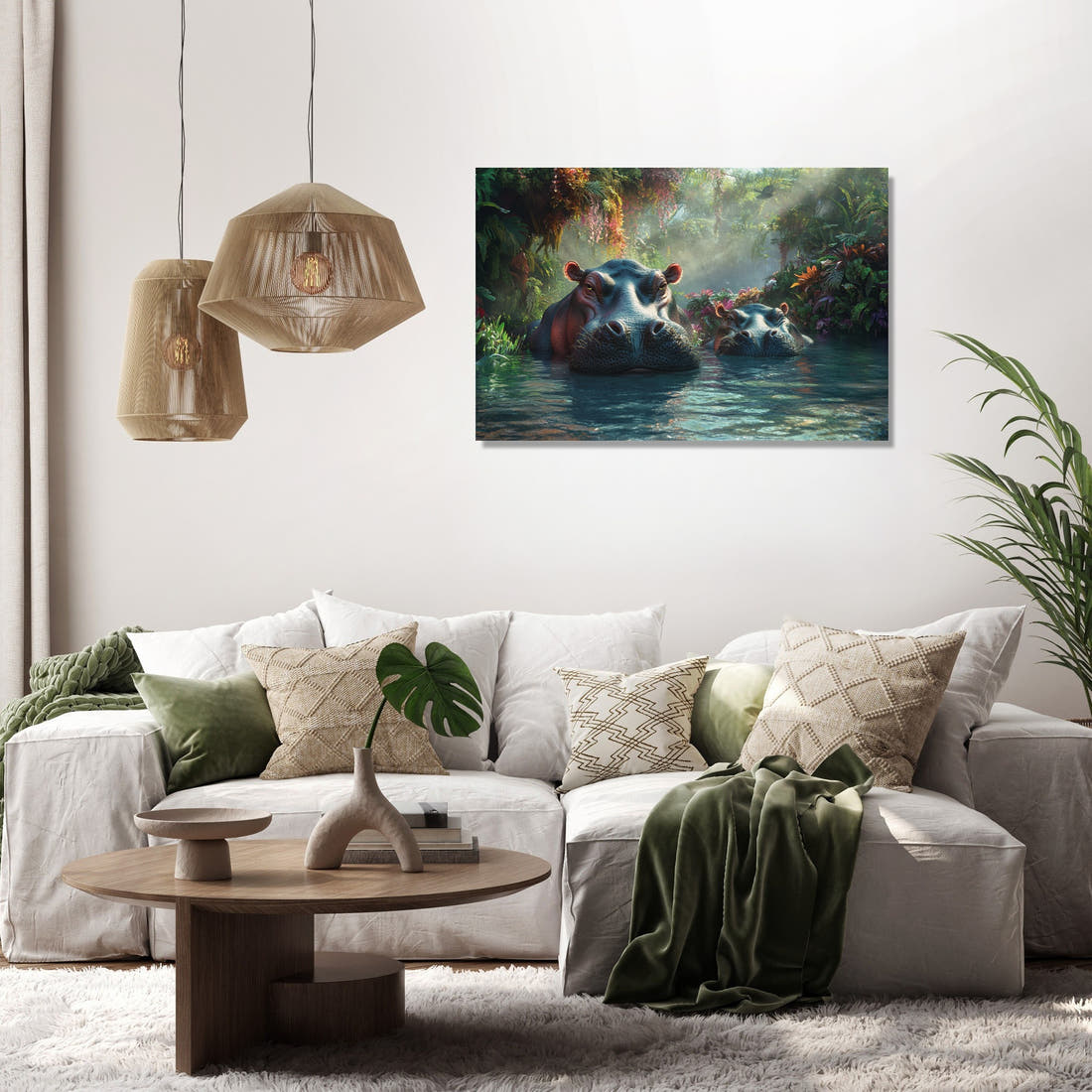 Hippo Family Reverie Canvas - Secondary Image 2