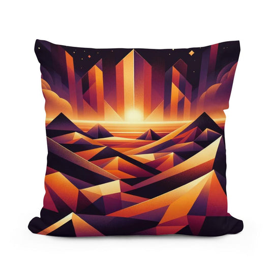 Desert Mirage: Geometric Enigma Cotton Cushion - Main Image
