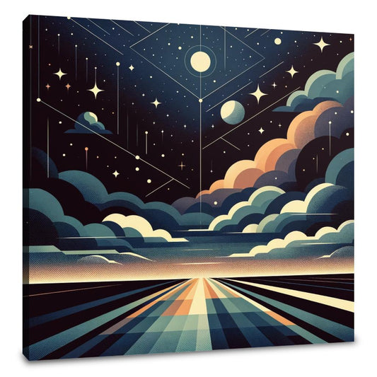 Celestial Harmony: Geometric Night Canvas - Main Image