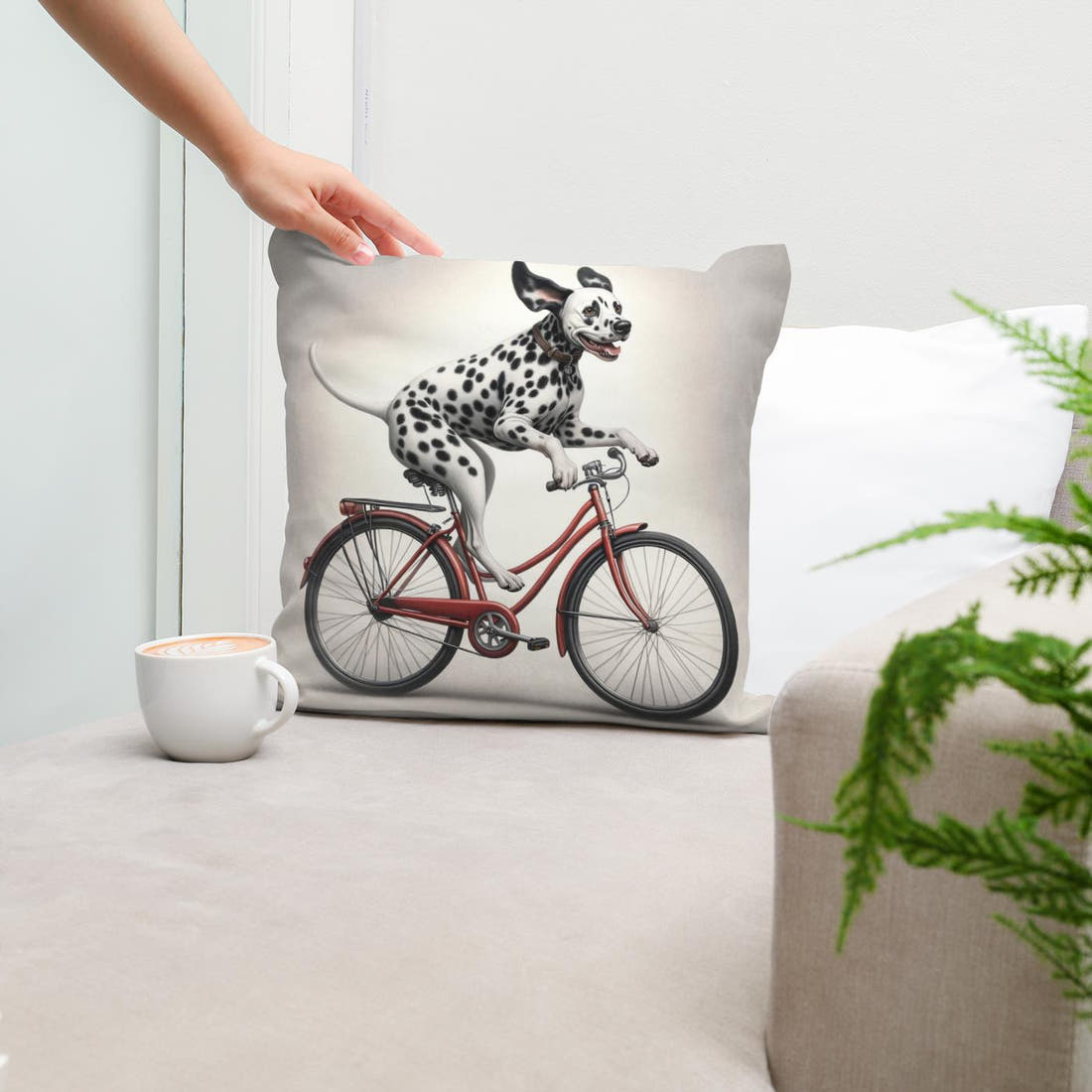 Pedalling Pooch Adventure Cotton Cushion - Secondary Image 5