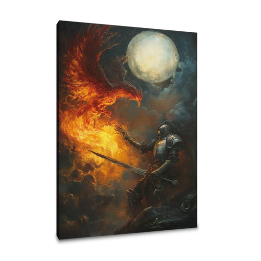 Knight's Moonlit Battle Canvas - Main Image
