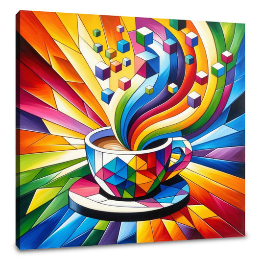 Cubist Rainbow Espresso Canvas - Main Image