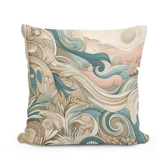 Seascape Whispers Mural Cotton Cushion - Main Image