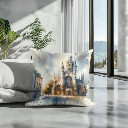 Cambridge St Mary's Watercolor Whisper Cotton Cushion - Secondary Image 3