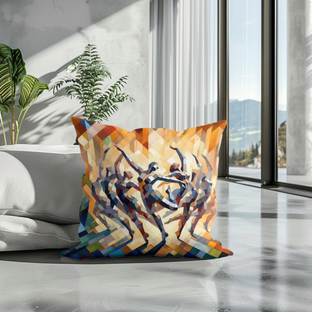 Rhythmic Dance Abstract Cotton Cushion - Secondary Image 3