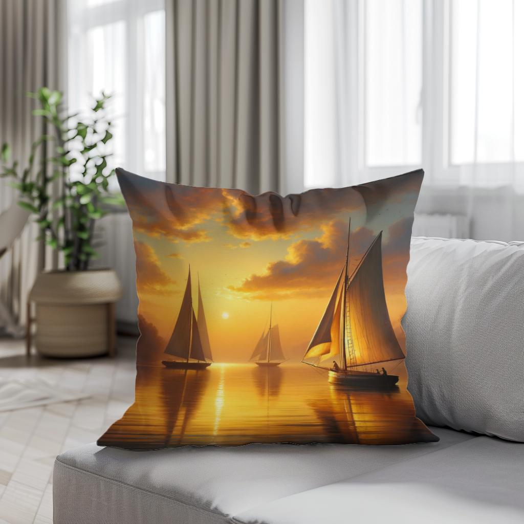 Lakeside Twilight Cotton Cushion - Secondary Image 4