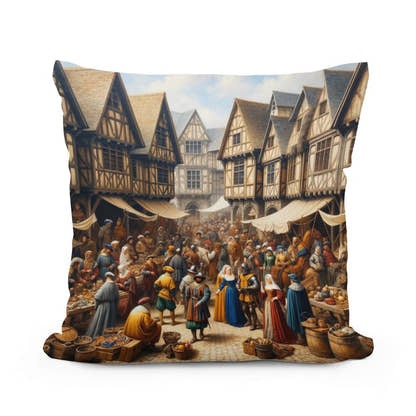 Medieval Market Day Cotton Cushion - Main Image
