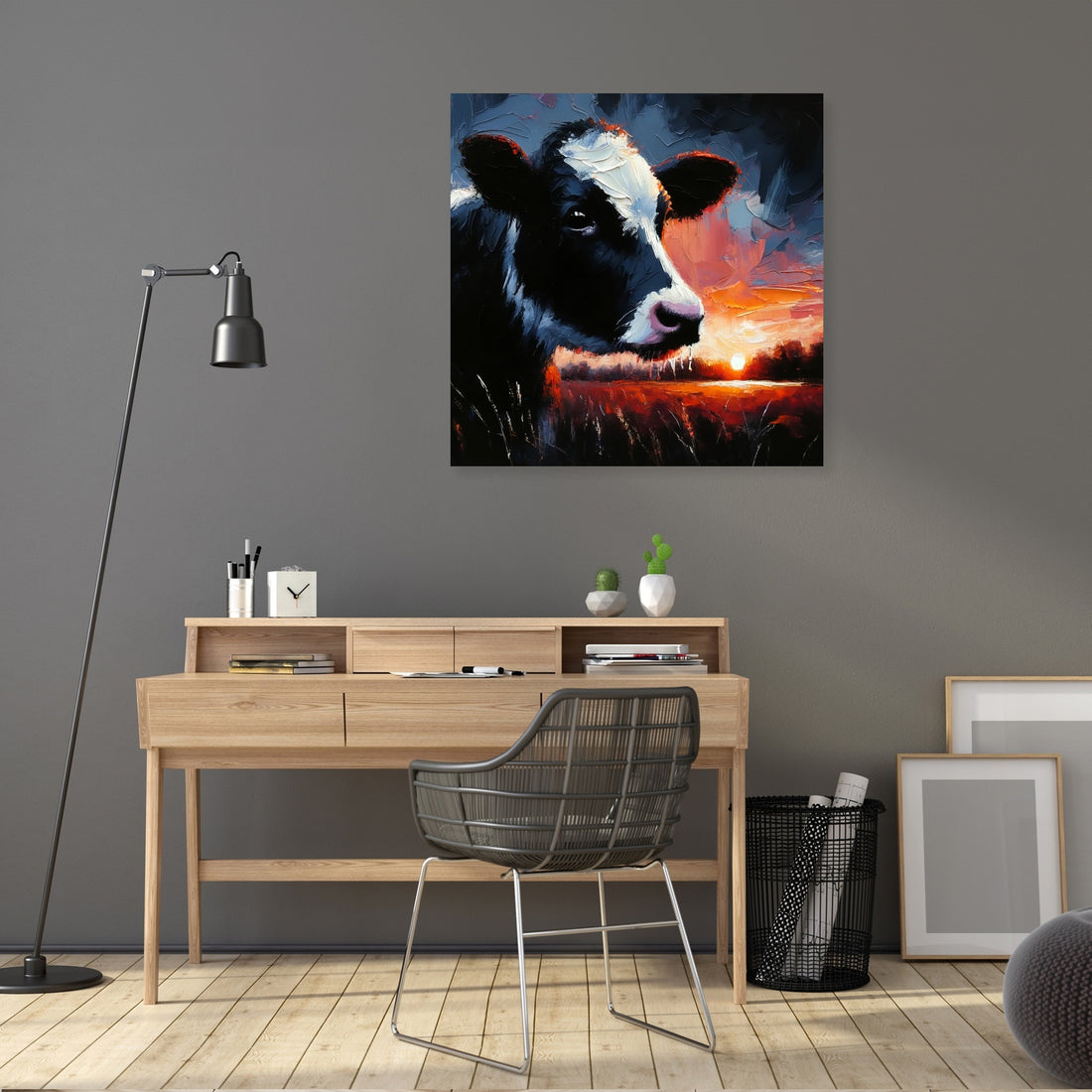 Dusk Solitude Cow Canvas - Secondary Image 5