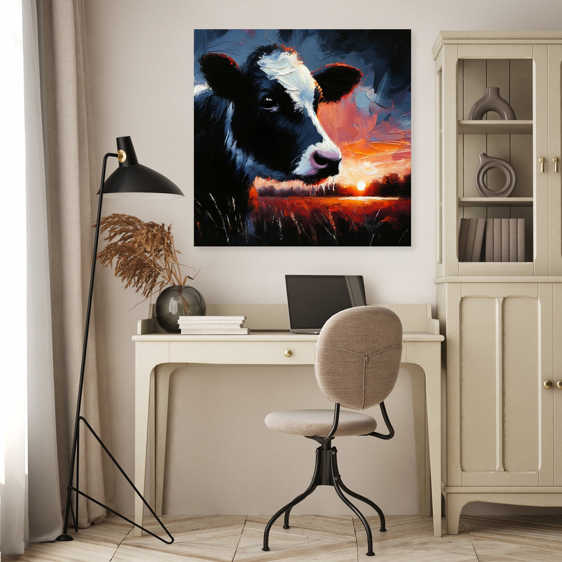 Dusk Solitude Cow Canvas - Secondary Image 4