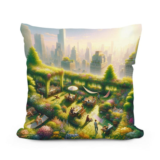 Summer Urban Oasis Cotton Cushion - Main Image