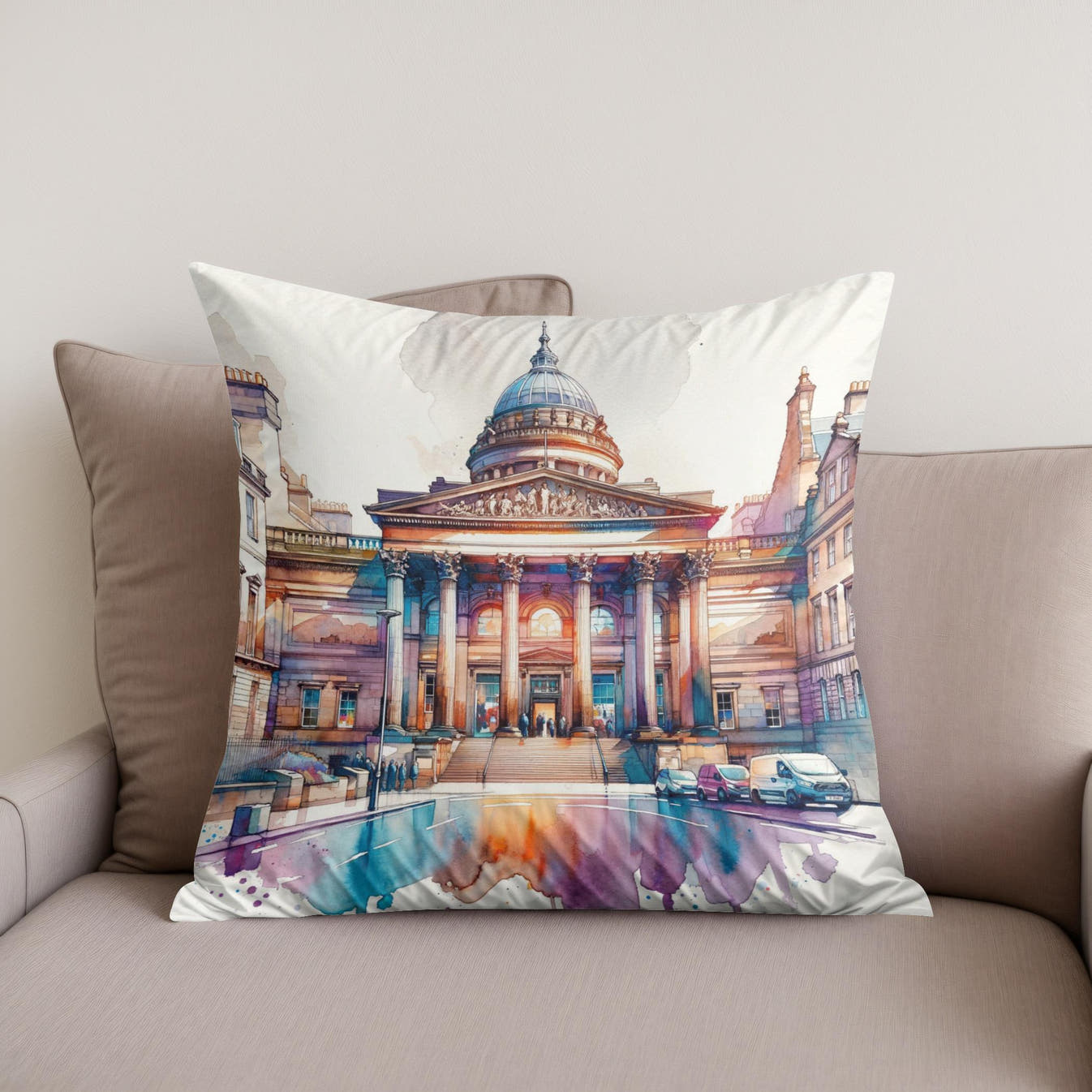 Edinburgh Walker Gallery Watercolor Essence Cotton Cushion - Secondary Image