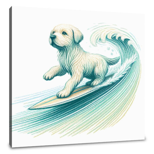 Labrador Surfing Fun Canvas - Main Image