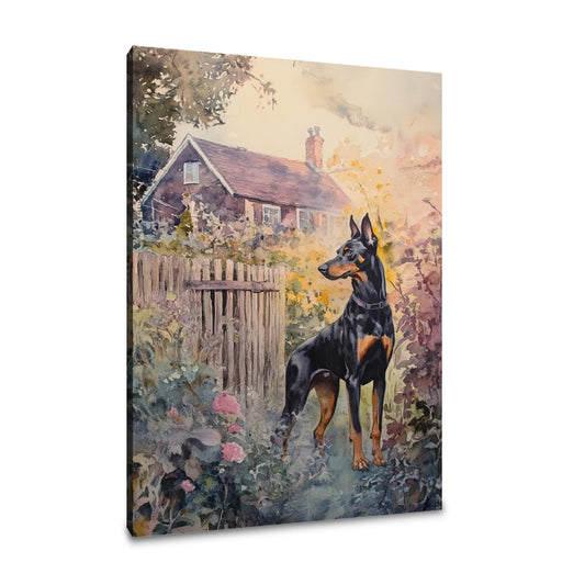 Doberman Sunset Garden Canvas - Main Image