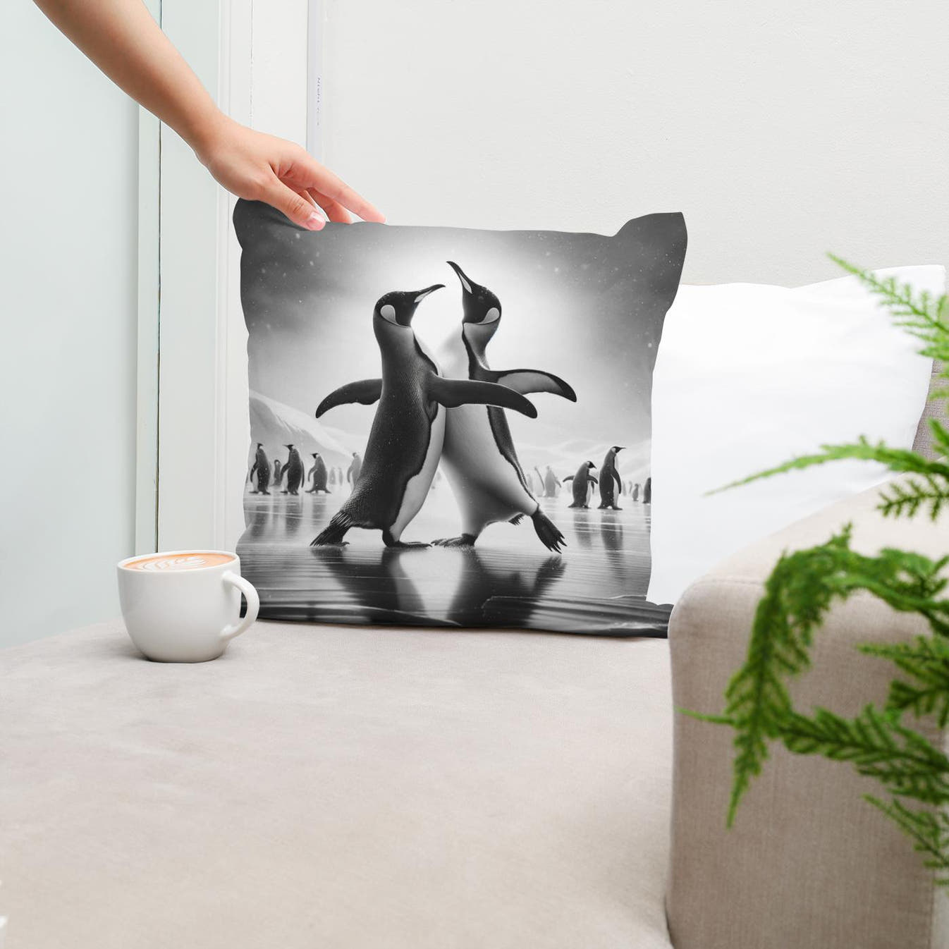 Ice Ballet: Penguin Duo Cotton Cushion - Secondary Image 5