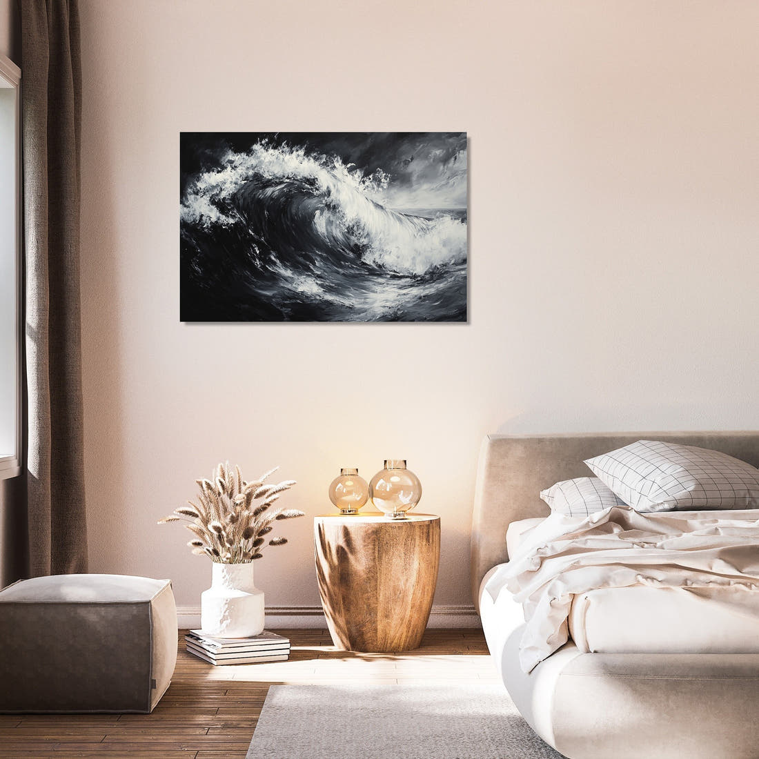 Monochrome Serenity Wave Canvas - Secondary Image 7