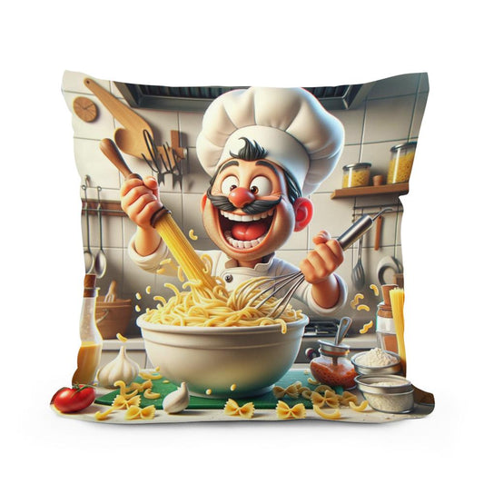 Pasta Frenzy Chef Cotton Cushion - Main Image