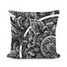 Inked Grace: Silver Line Elegance Cotton Cushion - Main Image