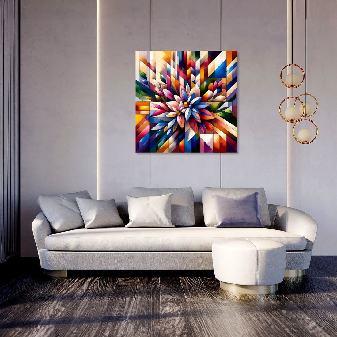 Geometric Floral Fusion Canvas - Secondary Image