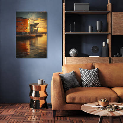 Cardiff Twilight Canvas - Secondary Image 3