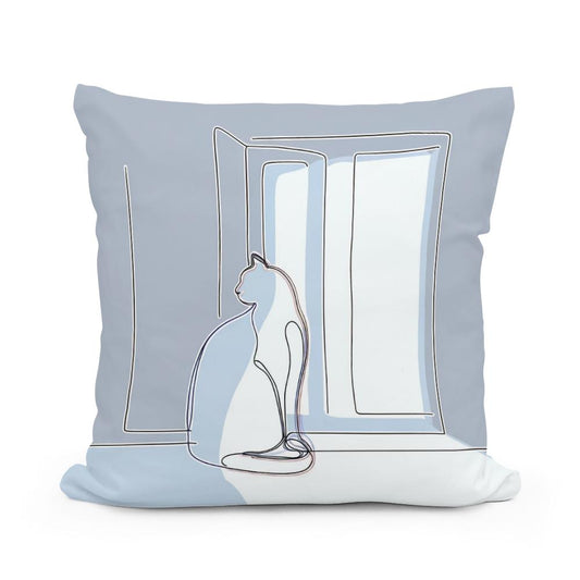 Sunlit Feline Grace Cotton Cushion - Main Image
