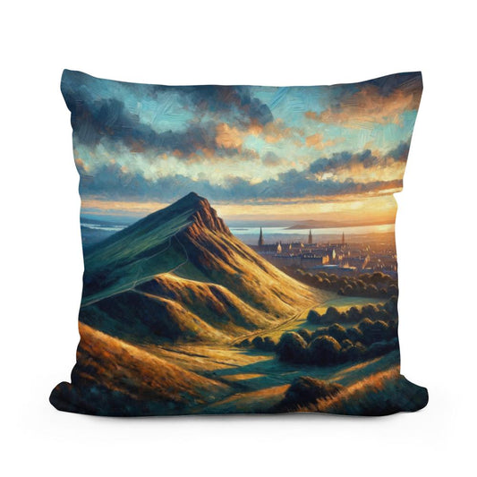 Edinburgh's Arthur's Seat Dusk Cotton Pillow - Main Image