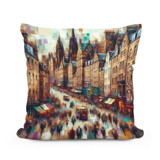 Edinburgh Royal Mile Abstract Essence Cotton Pillow - Main Image