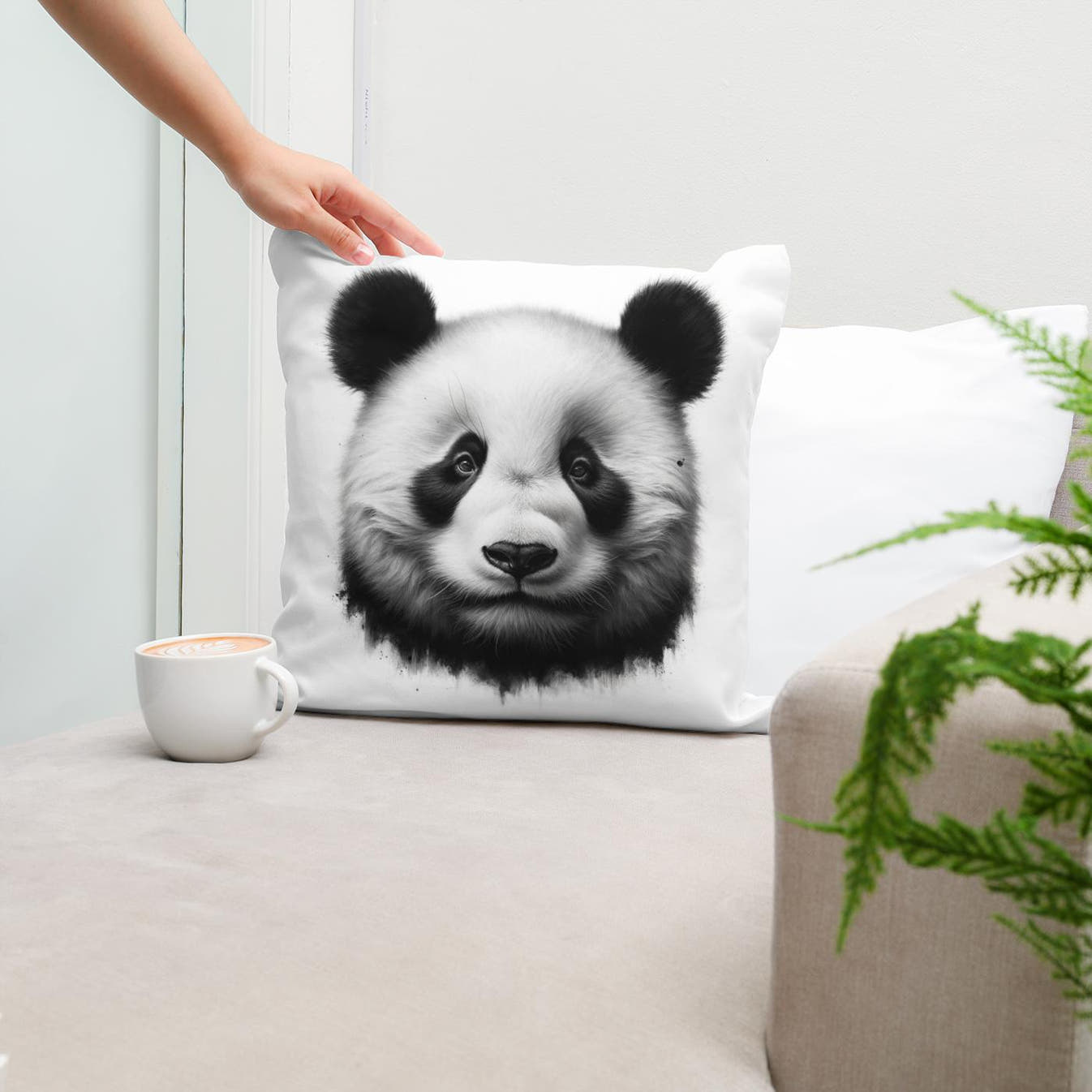 Emotive Panda: Captured Grace Cotton Pillow - Secondary Image 5