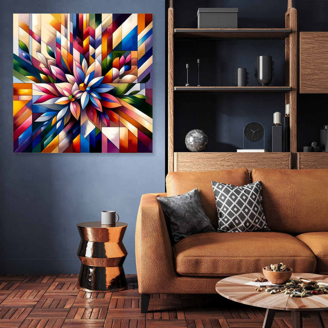 Geometric Floral Fusion Canvas - Secondary Image 3