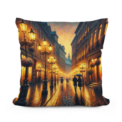 Rainy Evening Romance Cotton Cushion - Main Image