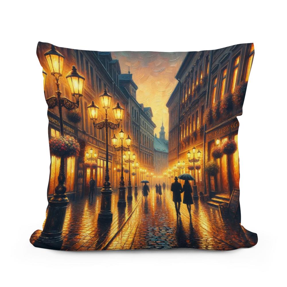 Rainy Evening Romance Cotton Cushion - Main Image