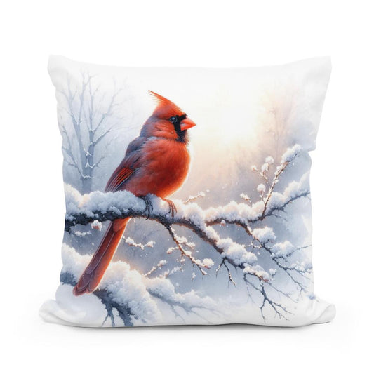 Cardinal's Winter Morning Cotton Cushion - Main Image