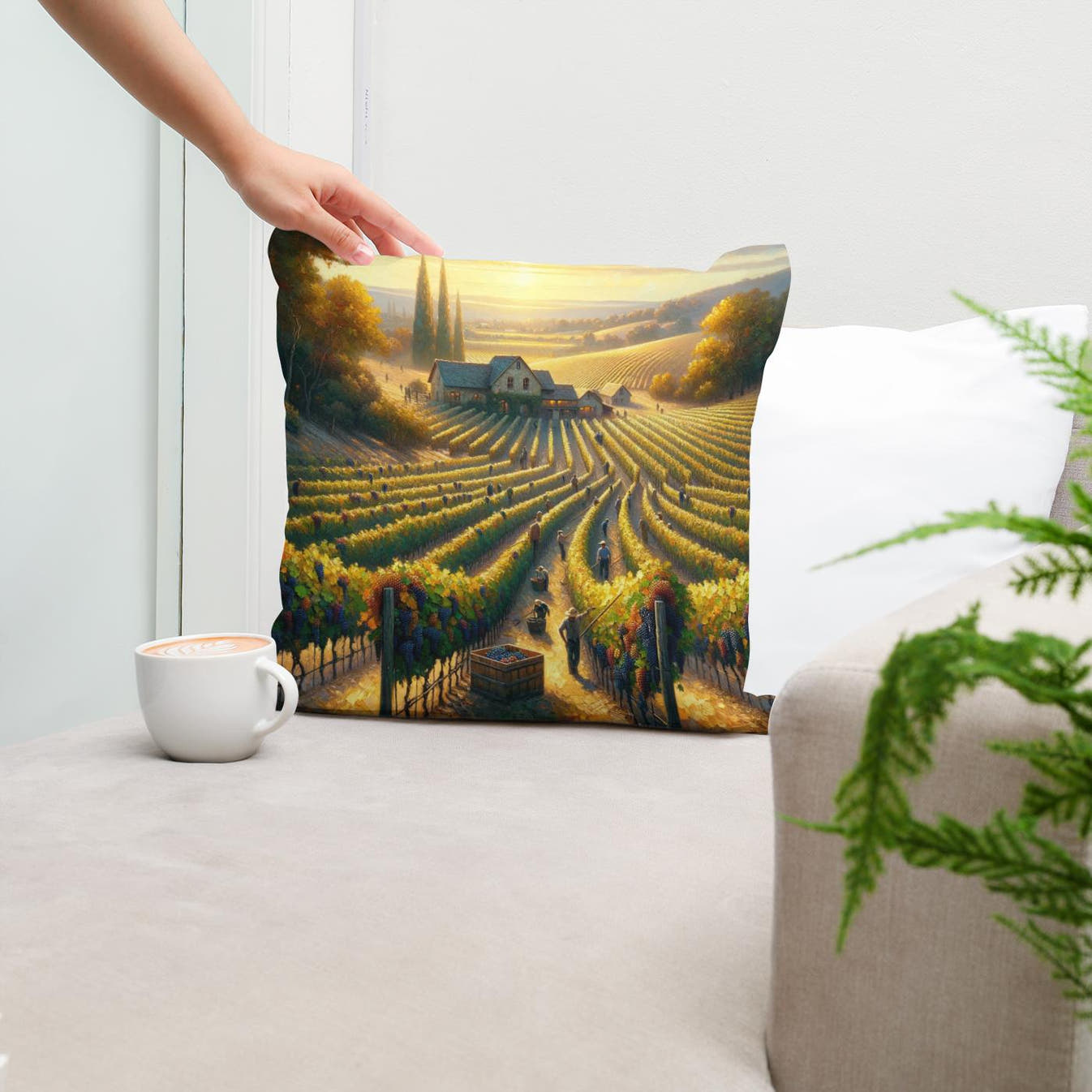 Harvest Vineyard Cotton Cushion - Secondary Image 5