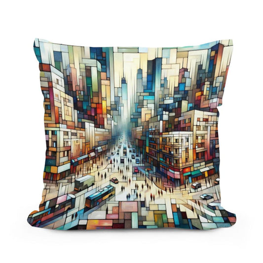 Abstract Cityscape Rhythms Cotton Cushion - Main Image