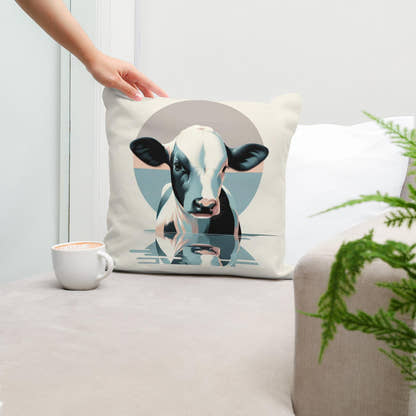 Pastel Modernist Cow Cotton Cushion - Secondary Image 5