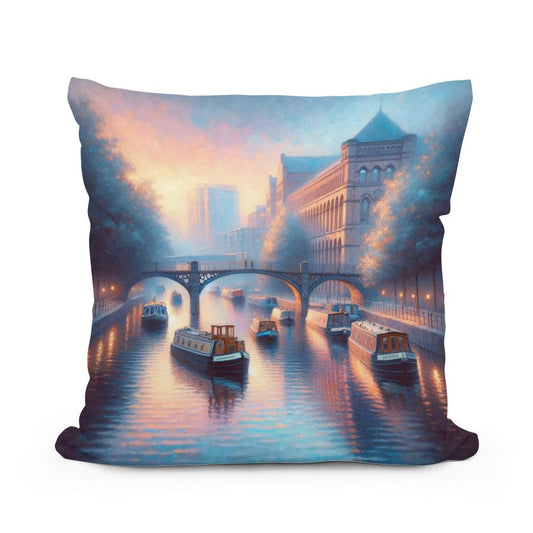 Manchester Castlefield Dusk Cotton Pillow - Main Image