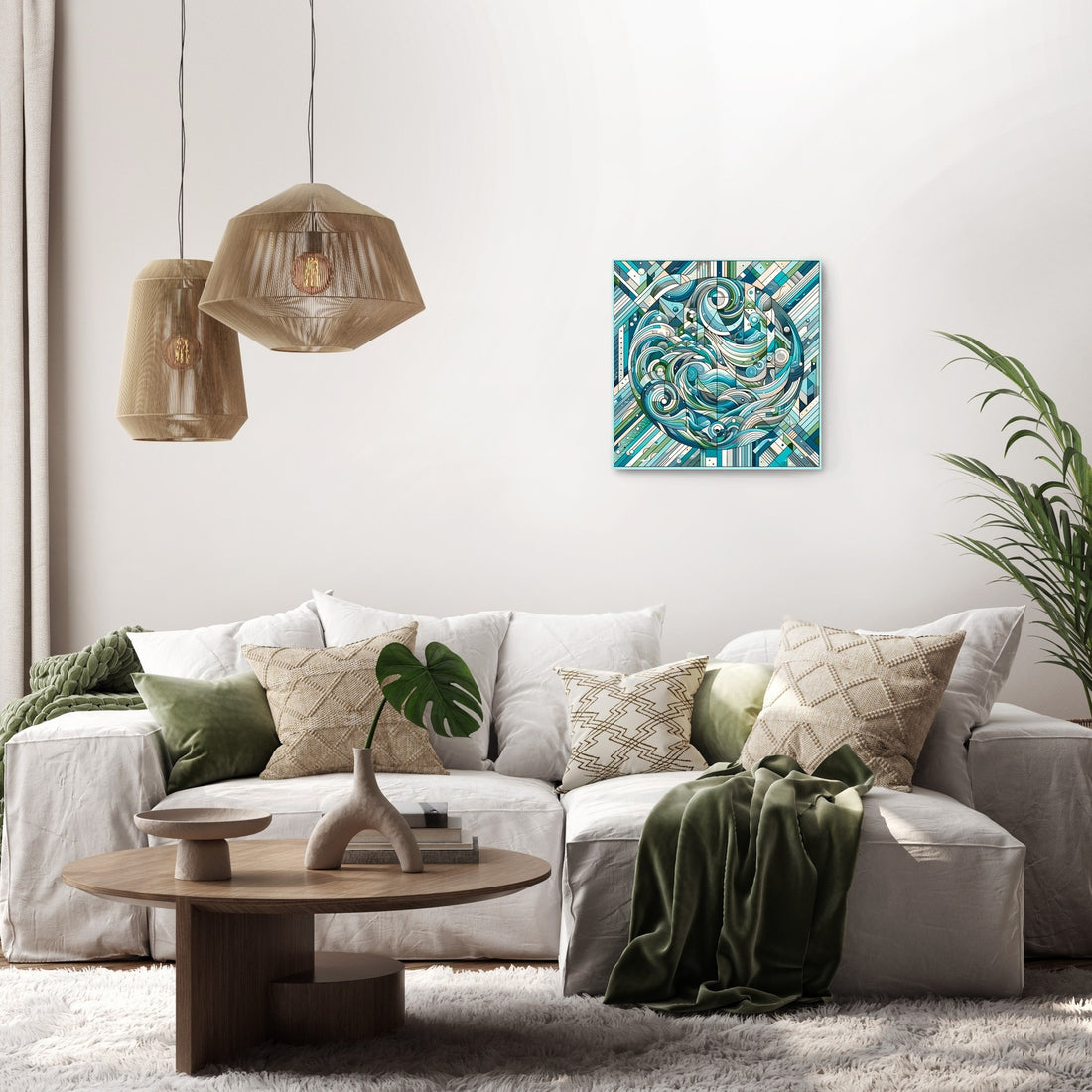 Aquatic Harmony Geometric Dance Canvas - Secondary Image 2