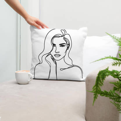 Woman:Line Simplicity Cotton Cushion - Secondary Image 5