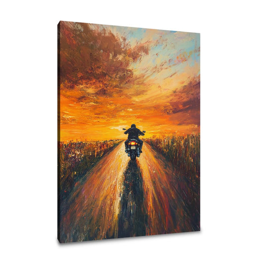 Sunset Roadway Motorbike Canvas - Main Image