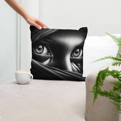 Mystery Gaze: Shadowed Eyes Cotton Cushion - Secondary Image 5