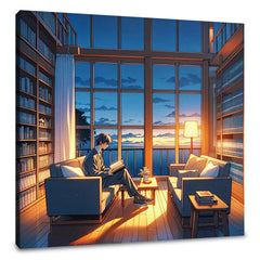 Twilight Library Calm Canvas - Main Image