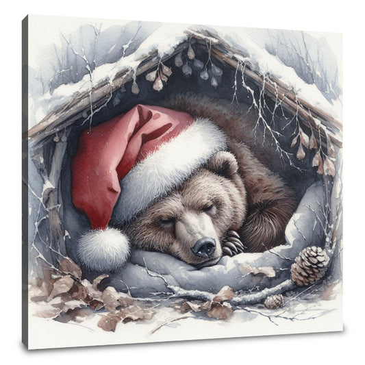Slumbering Santa Bear Canvas - Main Image