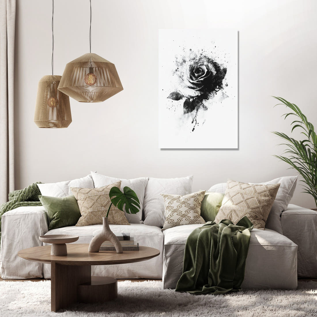Monochrome Rose Elegance Canvas - Secondary Image 2