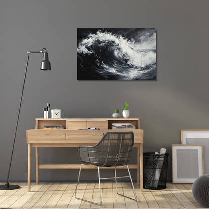 Monochrome Serenity Wave Canvas - Secondary Image 5