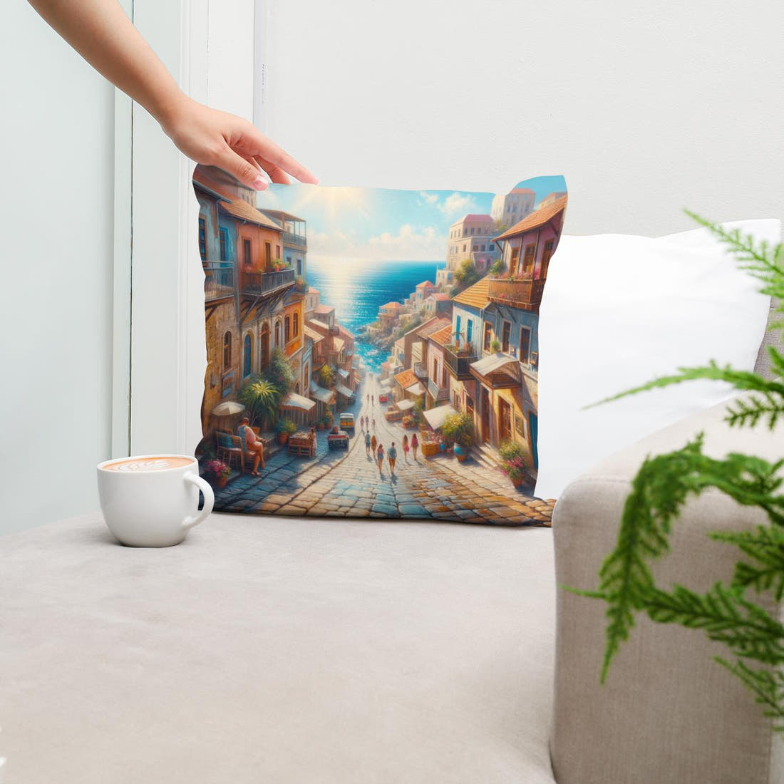Sunny Mediterranean Charm Cotton Cushion - Secondary Image 5