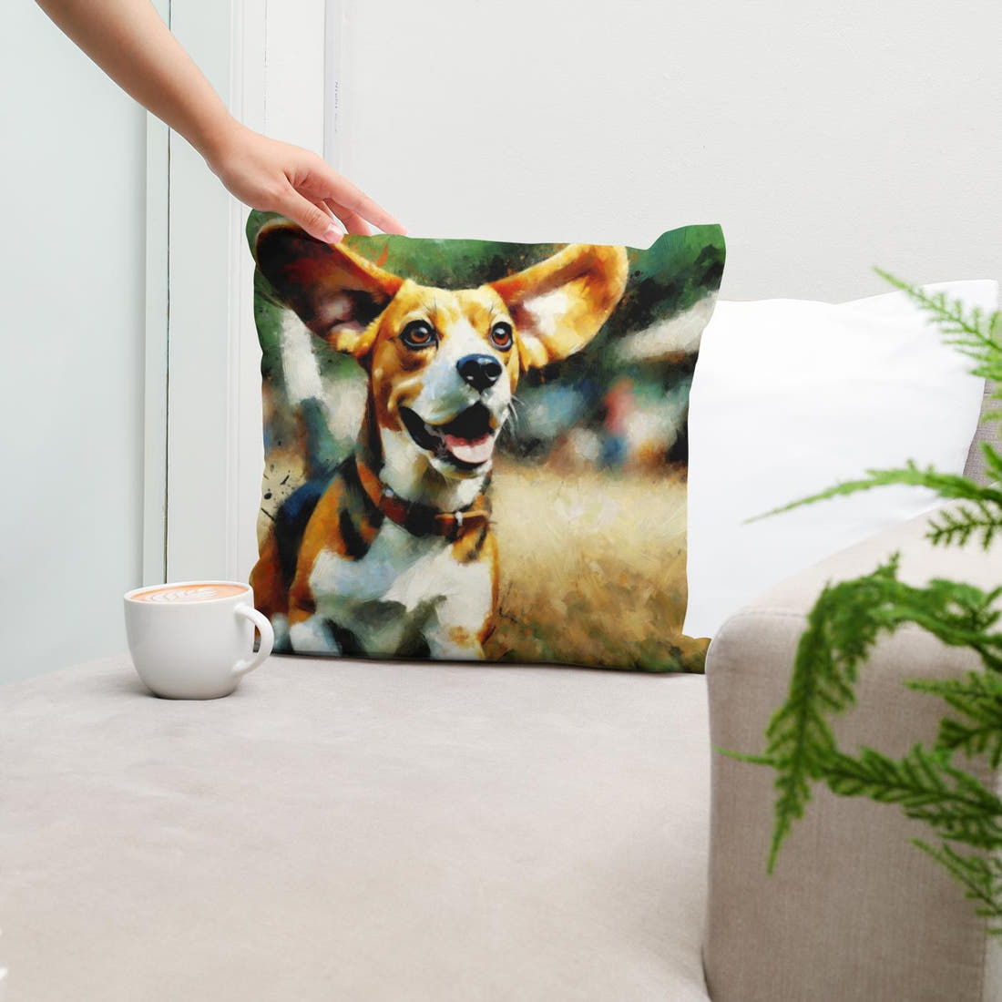 Joyful Beagle Escapade Cotton Cushion - Secondary Image 5