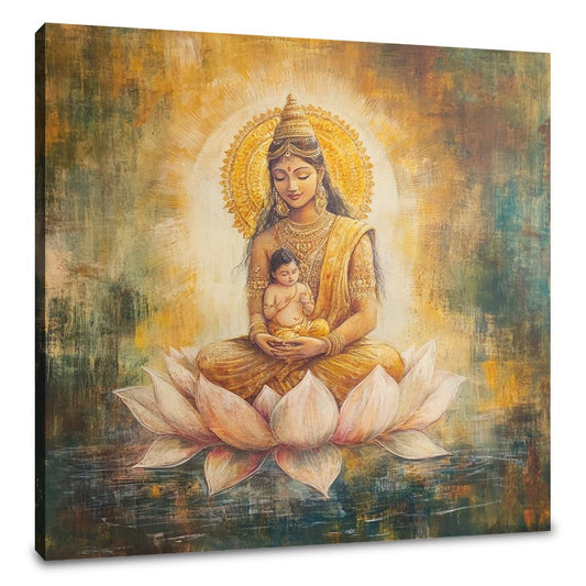 Parvati's Golden Embrace Canvas - Main Image