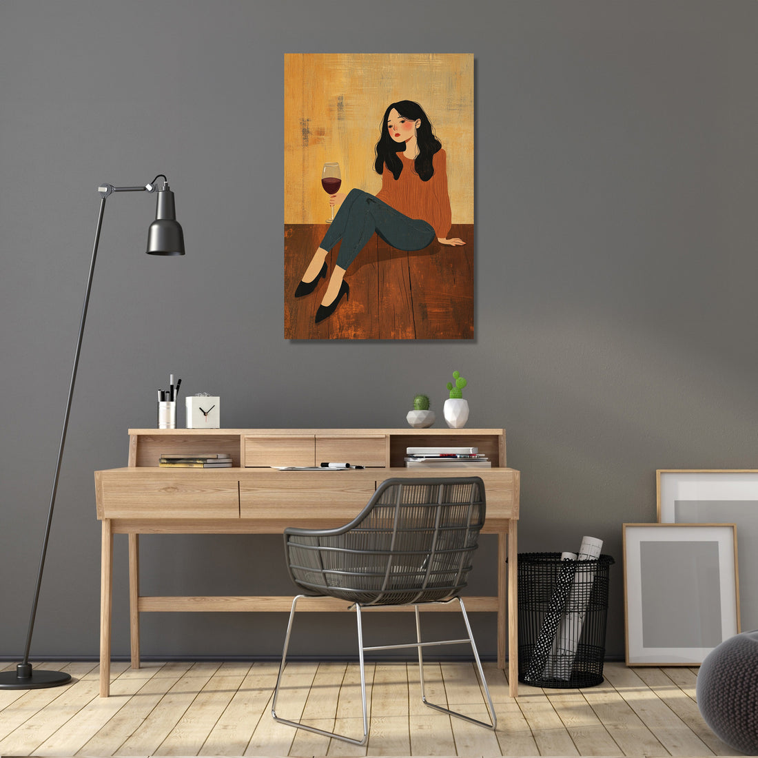 Woman with Wine Canvas - Secondary Image 5
