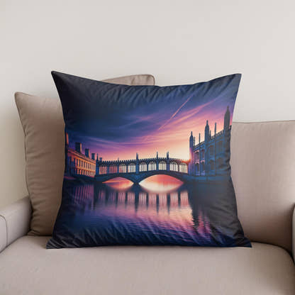 Cambridge Twilight Bridge Cotton Cushion - Secondary Image