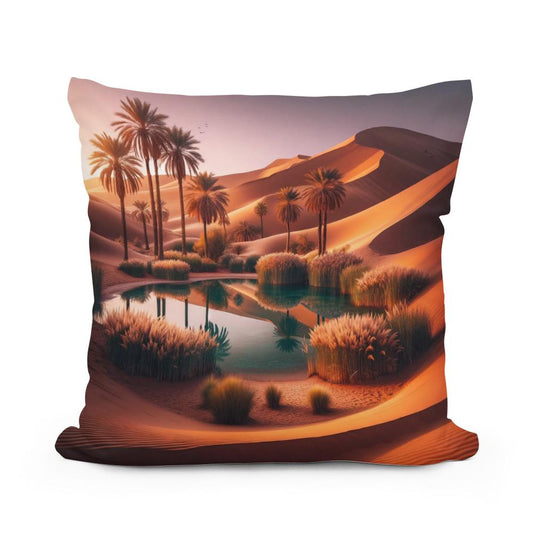 Desert Oasis Tranquillity Cotton Pillow - Main Image